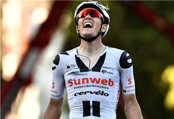 14. Etappe der Tour de France: Sören Kragh Andersen aus Dänemark vom Team Sunweb kommt als Erster ins Ziel. 