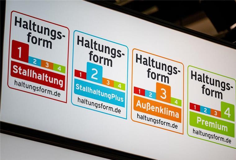 Tierhaltungslabel von 1 bis 4.