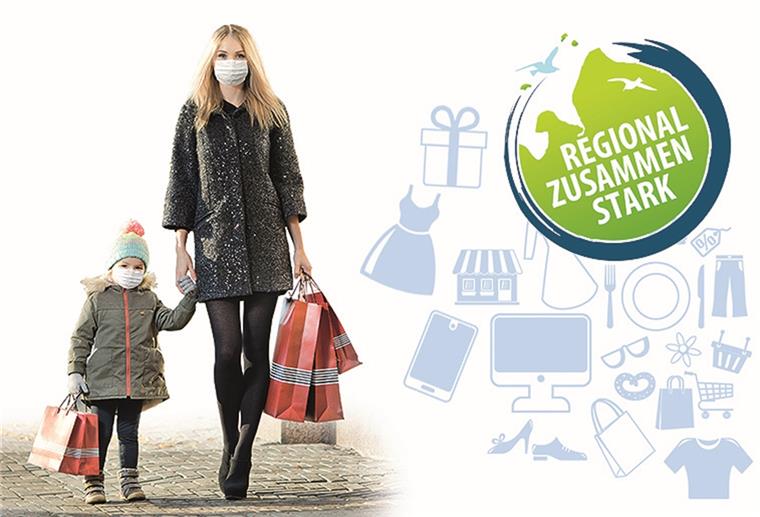 "WIR SIND WIEDER DA!" - Neue Initiative von RegionalZusammenStark Frau geht mit Kind einkaufen