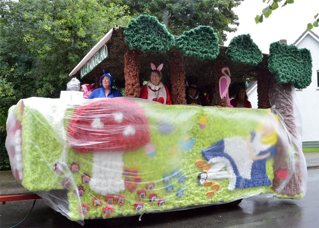 Abwechslungsreicher Festumzug in Dedesdorf: Bei manchen Festwagen stand die kuns...
