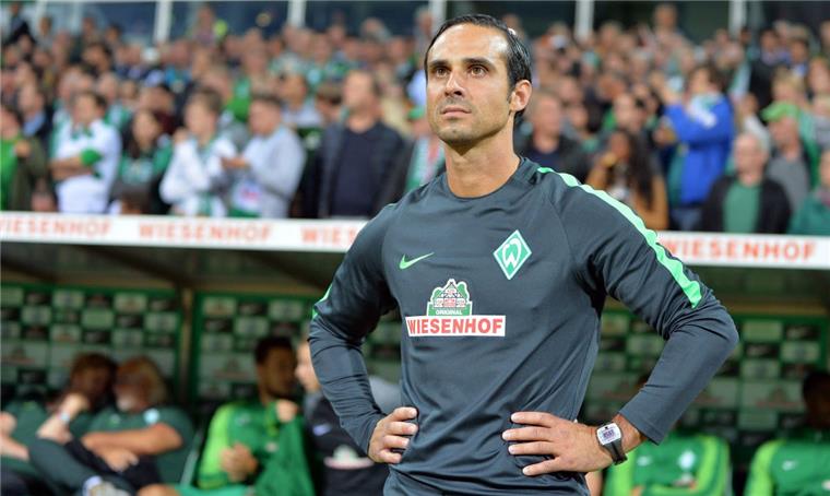 Alexander Nouri konnte sich über Werders Sieg im Nordderby freuen. Foto Jaspersen/dpa