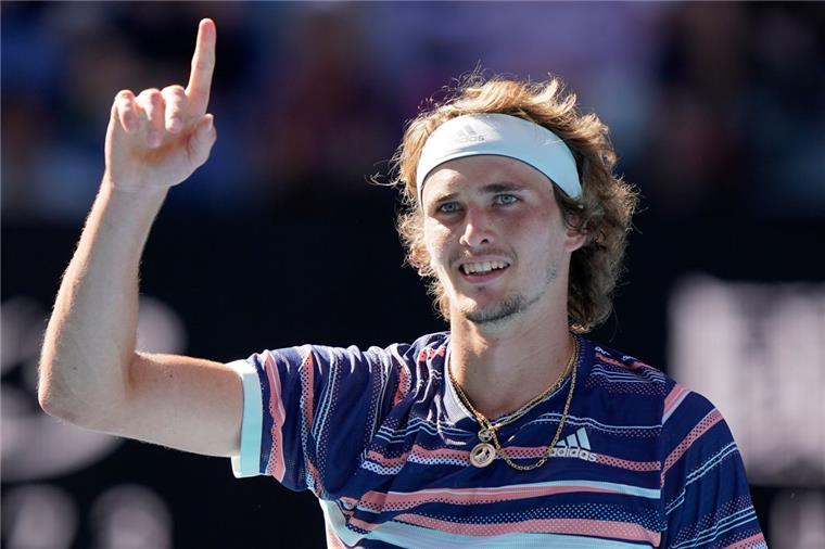 Zverev zieht erstmals in Grand-Slam-Halbfinale ein Alexander Zverev feiert nach seinem Sieg.