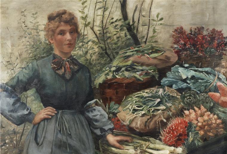 Aline von Kapff malte die „Gemüseverkäuferin“ 1887/88. Wie es an ihrem Stand roch, müssen sich die Besucher der Kunsthalle vorstellen. 