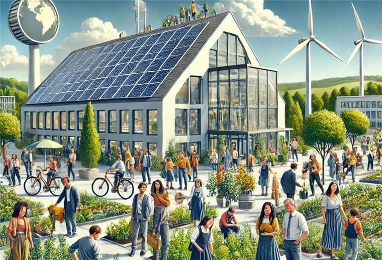 Hier sind zwei Bilder, die eine Schule bei ihrem Klimaschutzprojekt zeigen. Beide stellen Engagement und Nachhaltigkeit lebendig dar. Ich hoffe, sie gefallen dir! 
