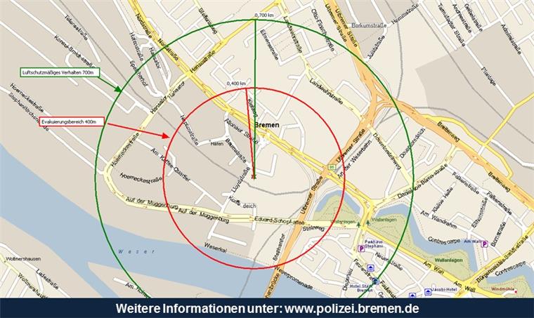 Evakuierung erforderlich: In Bremen wird wieder eine Weltkriegsbombe entschärft Am "Löwenhof" wird am Mittwoch eine Bombe entschärft.