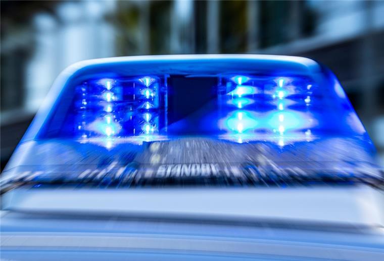 Ein Blaulicht leuchtet auf dem Dach eines Polizeiwagens.
