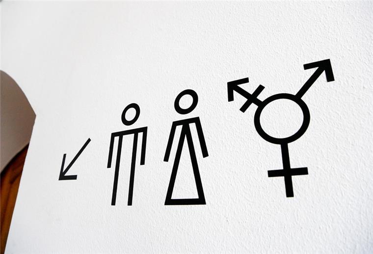 Unisex-Toiletten sollen bei Schulneubauten Standard werden Piktogramme weisen auf Toiletten für Männer, Frauen und Allgender / Transgender hin.