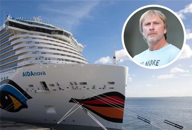 EM-Fieber: AIDA Cruises holt Fußball-Weltmeister und andere Legenden an Bord Ansgar Brink und das Kreuzfahrtschiff "AIDAnova".