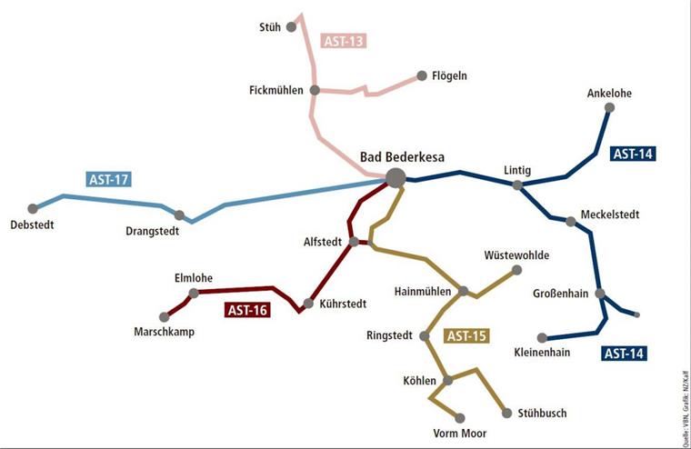 Lücke zwischen Bad Bederkesa und Debstedt geschlossen AST 17 verbindet ab 1. Juli Bad Bederkesa und Debstedt miteinander. Dabei geht die Fahrt über Drangstedt. Anruf genügt.