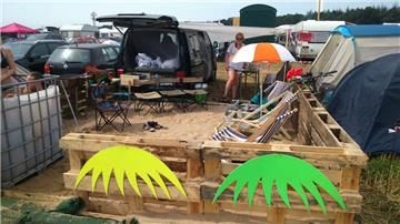 Auch nicht schlecht: Ein bisschen Strandfeeling auf dem Parkplatz Womo 1-2 West.