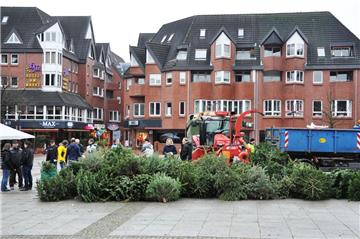 Auf dem Nordenhamer Marktplatz sind am Samstag 1100 Weihnachtsbäume geschreddert worden