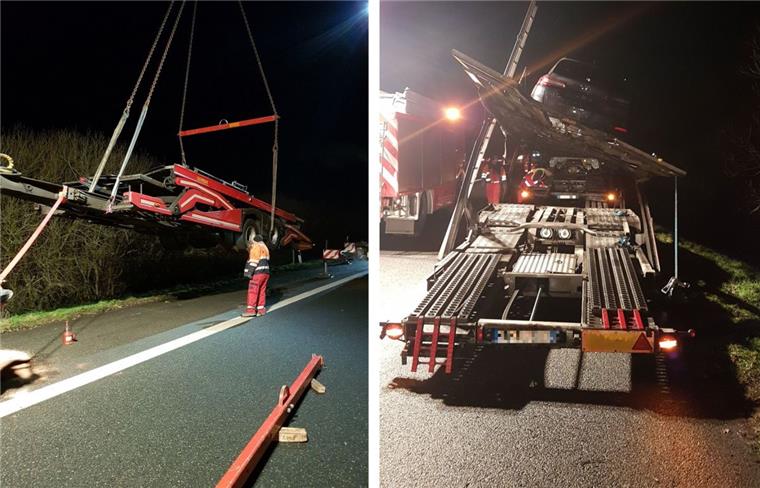 A27 bei Bremerhaven: Auto fällt von Transporter Auf der A27 bei Bremerhaven musste der Anhänger eines Autotransporters geborgen.