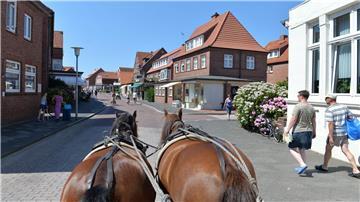 Auf der autofreien Nordseeinsel Juist gehören Pferdekutschen bislang zum Ortsbild. (Archivbild) 