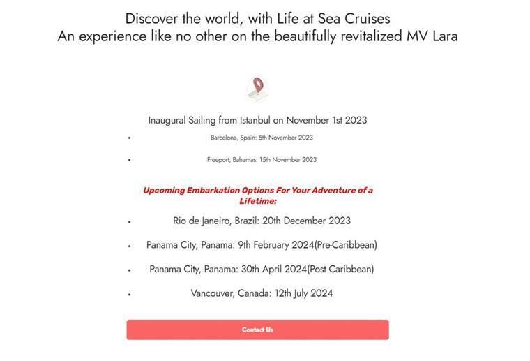 Ist die längste Kreuzfahrt der Welt nur ein Scam? Reederei lässt Gäste hängen Auf der Homepage von Life at Sea Cruises wird immer noch mit der Weltreise der „Lara“ geworben.