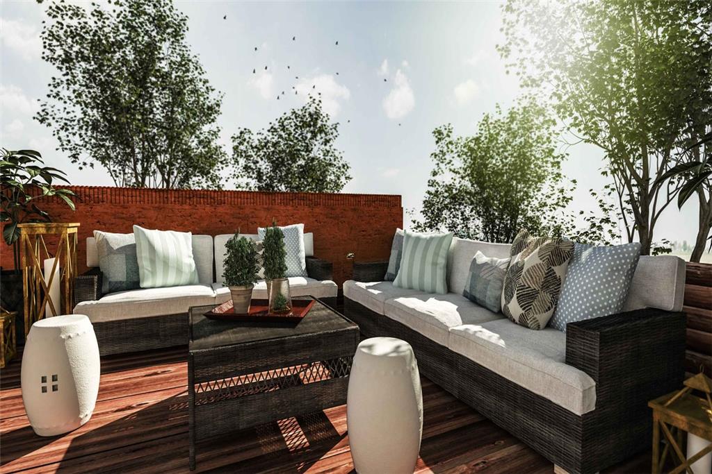 Holzmöbel auf der Terrasse