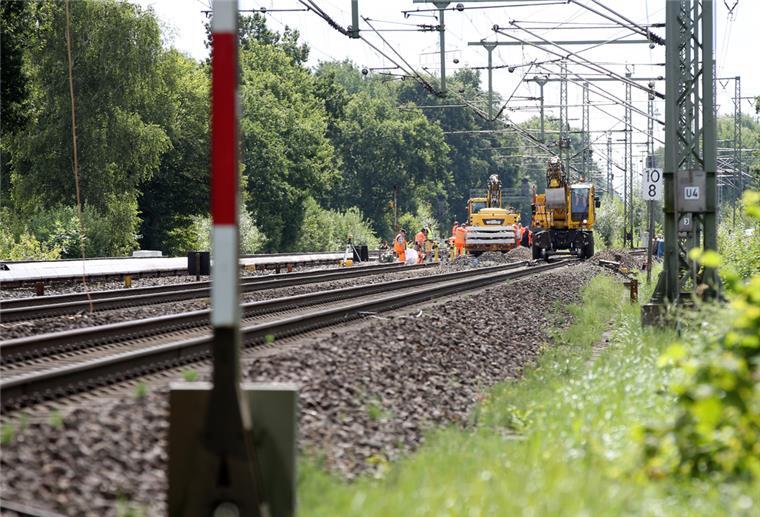 Bahn-Bauarbeiten angekündigt: Metronom befürchtet „Geduldsprobe“ Gleise werden in der Nähe der Ortschaft Halstenbek (bei Pinneberg) erneuert.
