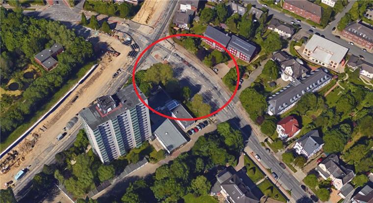 Fahrerflucht in Lehe: Fußgänger auf der Wurster Straße angefahren Auf der Wurster Straße auf Höhe der Hausnummer 101 (roter Kreis) ist in Lehe ein Fußgänger angefahren worden.