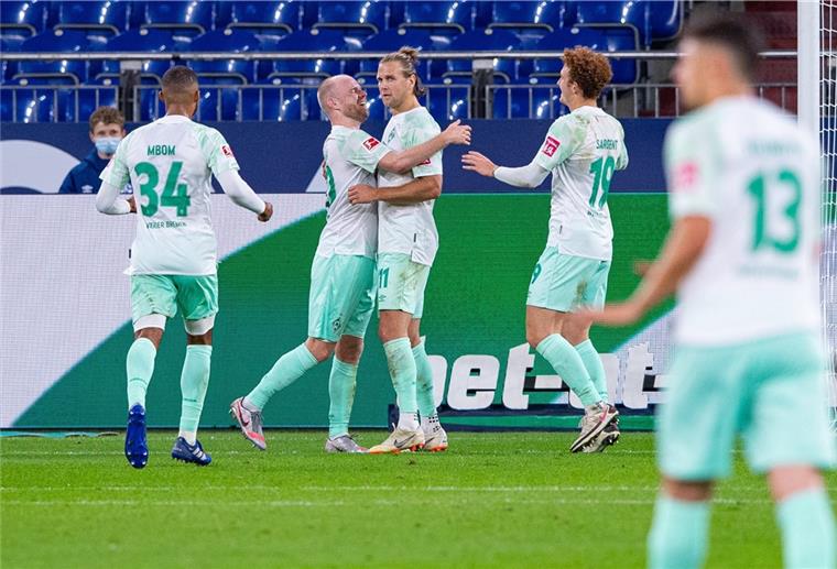 Coronawert zu hoch: Muss Werder ohne Zuschauer gegen Bielefeld ran? Auf Schalke spielte Werder Bremen vergangene Woche bereits ohne Zuschauer. Gleiches könnte für Samstag im Weserstadion gelten.