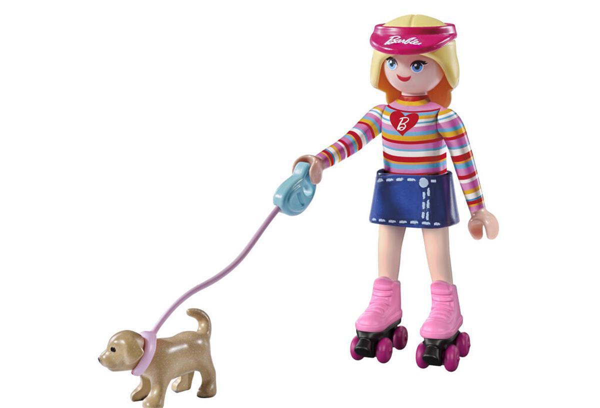 Barbie auf Rollschuhen mit Hund:  Mattel und Playmobil vereinen sich.
