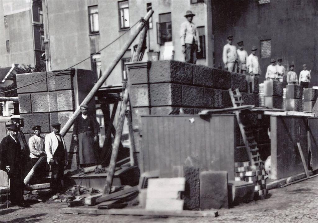 Bau der Sparkasse an der georgstraße in Geestemünde, Ortsteil Geestendorf) Aufge...