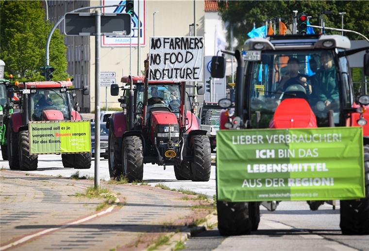 Landwirte demonstrierten in Oldenburg gegen weitere Umweltauflagen Bauern aus der Region sind mit ihren Treckern nach Oldenburg gefahren, um gegen Bundesumweltministerin Svenja Schulze zu demonstrieren. Hier sind sie auf der Stresemannstraße in Bremerhaven unterwegs.