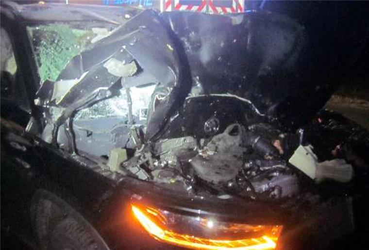 Und plötzlich war da ein Pferd auf der Straße: Fahrer leicht verletzt, Pferd gestorben Bei dem Unfall mit dem Pferd wurde der Wagen ziemlich stark beschädigt.