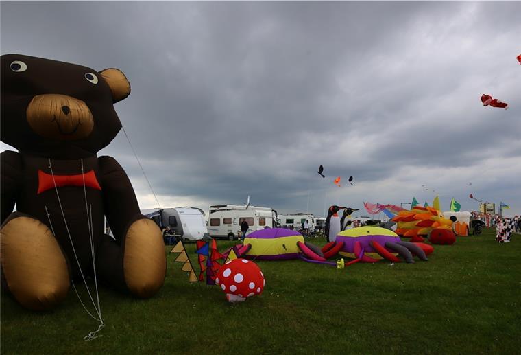 Bei „Kultur am Deich“ gab es für die Zuschauer ein wenig Drachenfest-Flair. Das findet üblicherweise am Pfingstwochenende am Friesenstrand statt.