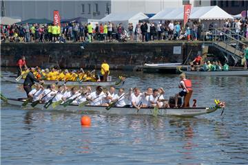 Beim Drachenboot-Cup im Schaufenster Fischereihafen treten viele Hobby-Sportler gegeneinander an.