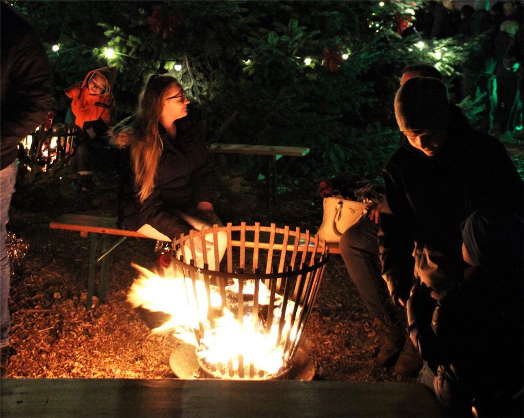 Beim großen Weihnachtsbaum konnten sich die Besucher am den aufgestellten Feuerk...