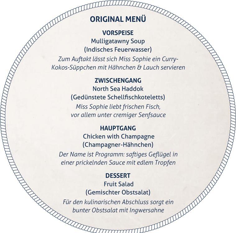 Tigerfell trifft Zwerchfell - „Dinner for One“ auf der MS Hansa Menü Dinner for one