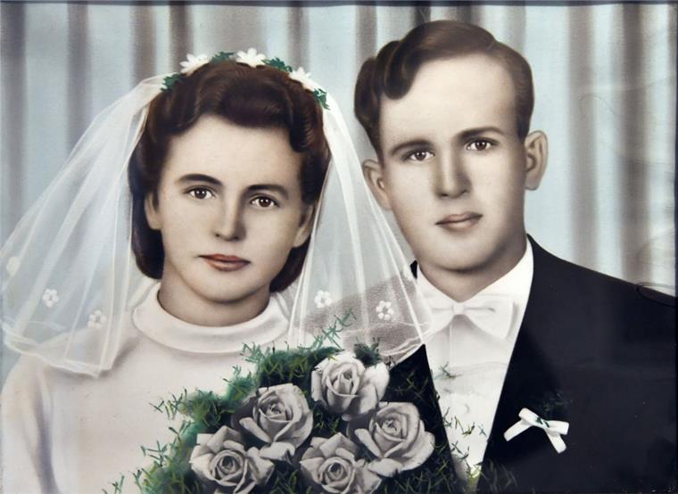 Die Golickis früher und heute: Vor 70 Jahren haben sie geheiratet. Heute feiern die Eheleute ihre Gnaden-Hochzeit.