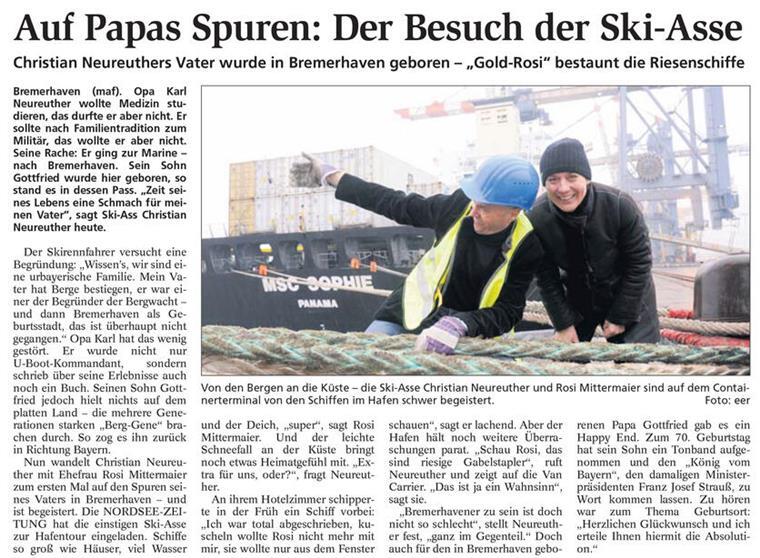 Warum Rosi Mittermaier in Bremerhaven nicht kuscheln wollte Warum Rosi Mittermaier in Bremerhaven nicht kuscheln wollte