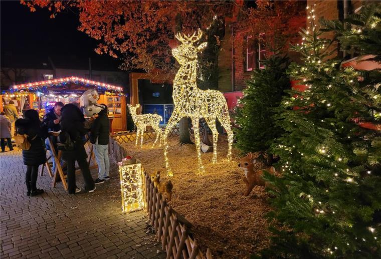 Bremerhavener Weihnachtsmarkt läuft Leuchtendes dekoratives Reh