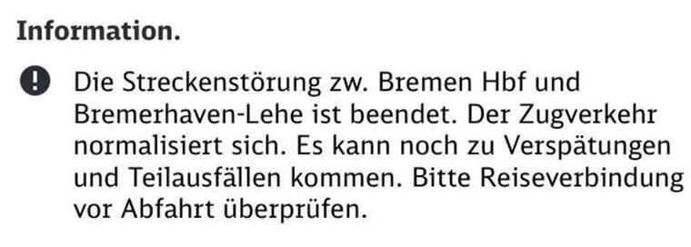Nach Gleis-Problemen zwischen Bremen und Bremerhaven: Bahn gibt Update