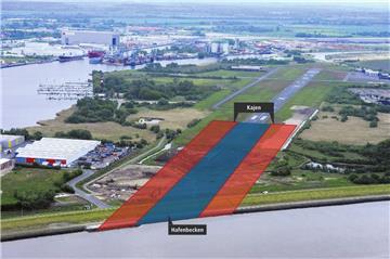 Bislang soll es nur eine Ideenskizze sein: Der OTB als Buchthafen auf dem ehemaligen Flugplatzgelände in Bremerhaven. So soll weniger Watt verbaut werden. 