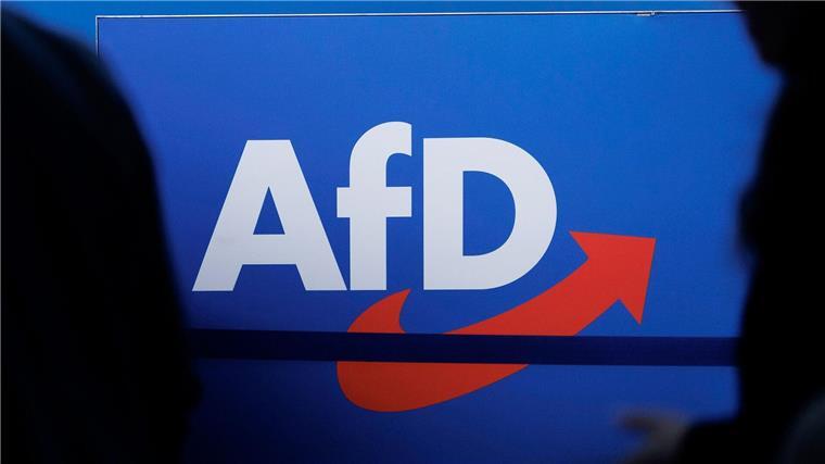 AfD-Fraktionschef zu Urteil: „Für uns ändert sich nichts“ Blick auf das Parteilogo bei einem AfD-Bundesparteitag.