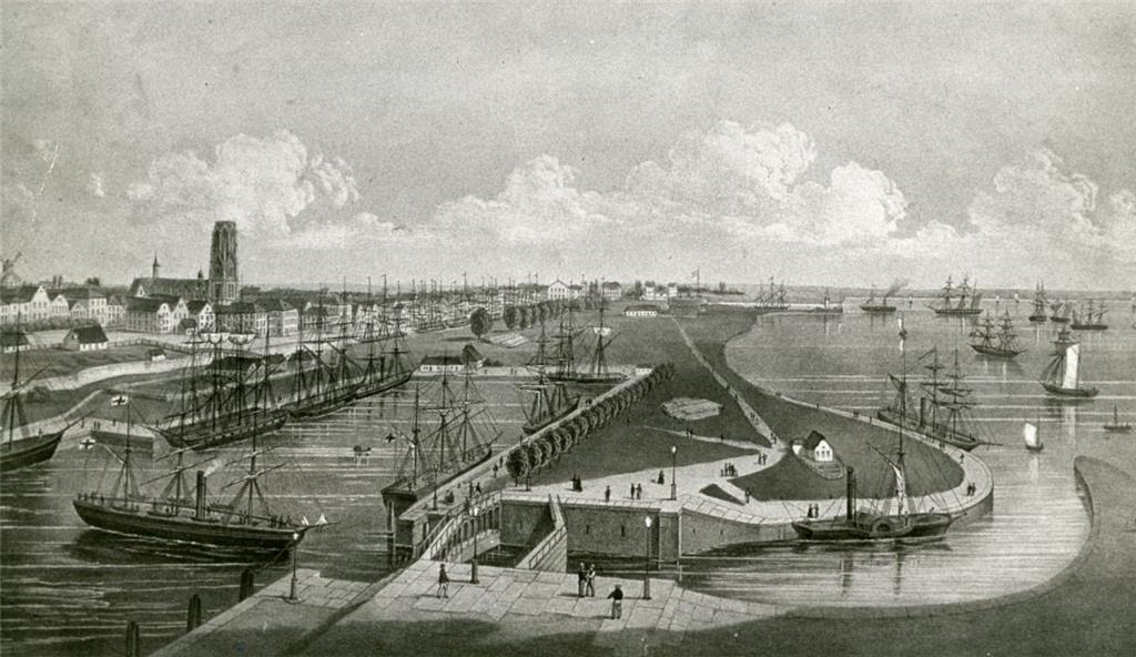 Blick auf den Neuen Hafen um 1864. Foto NZ-Archiv