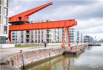 Der Kran am Neuen Hafen.
