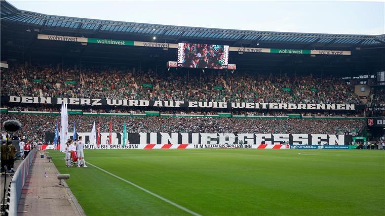Lebenslang Grün-Weiß: Erste Hochzeit im Bremer Weserstadion Blick ins Stadion während einer Partie.