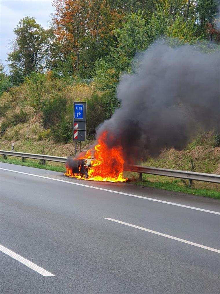 Hollenstedt: Auto brennt auf der A 1 völlig aus Brennender Pkw auf der A1: Der Mini Cooper brannte völlig aus, die Fahrerin und ihr Hund kamen mit dem Schrecken davon.