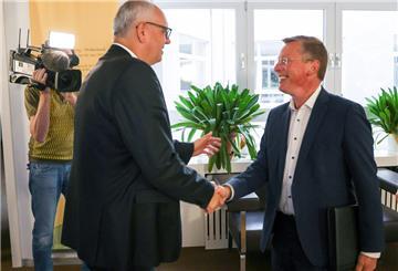 Bürgermeister Andreas Bovenschulte (links) und CDU-Spitzenkandidat Frank Imhoff vor der Sondierungsrunde.