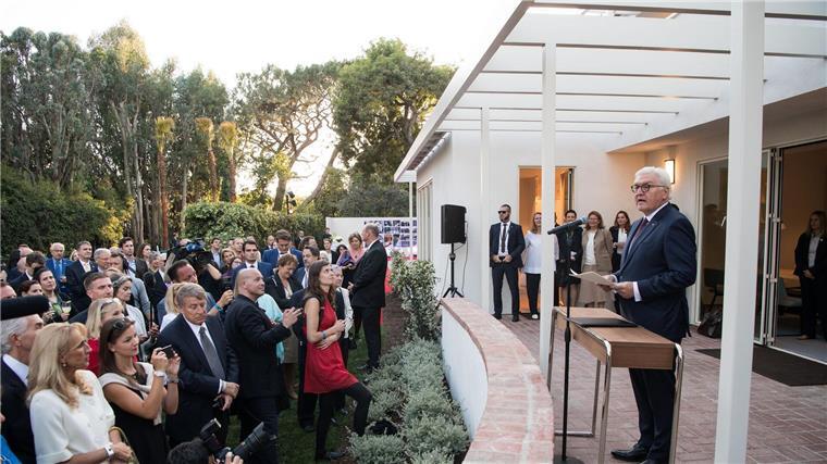 Wie bedeutend Pacific Palisades für Deutschland ist Bundespräsident Frank-Walter Steinmeier bei der Eröffnung vom Thomas Mann House (TMH) am 18. Juni 2018. (Archivbild)