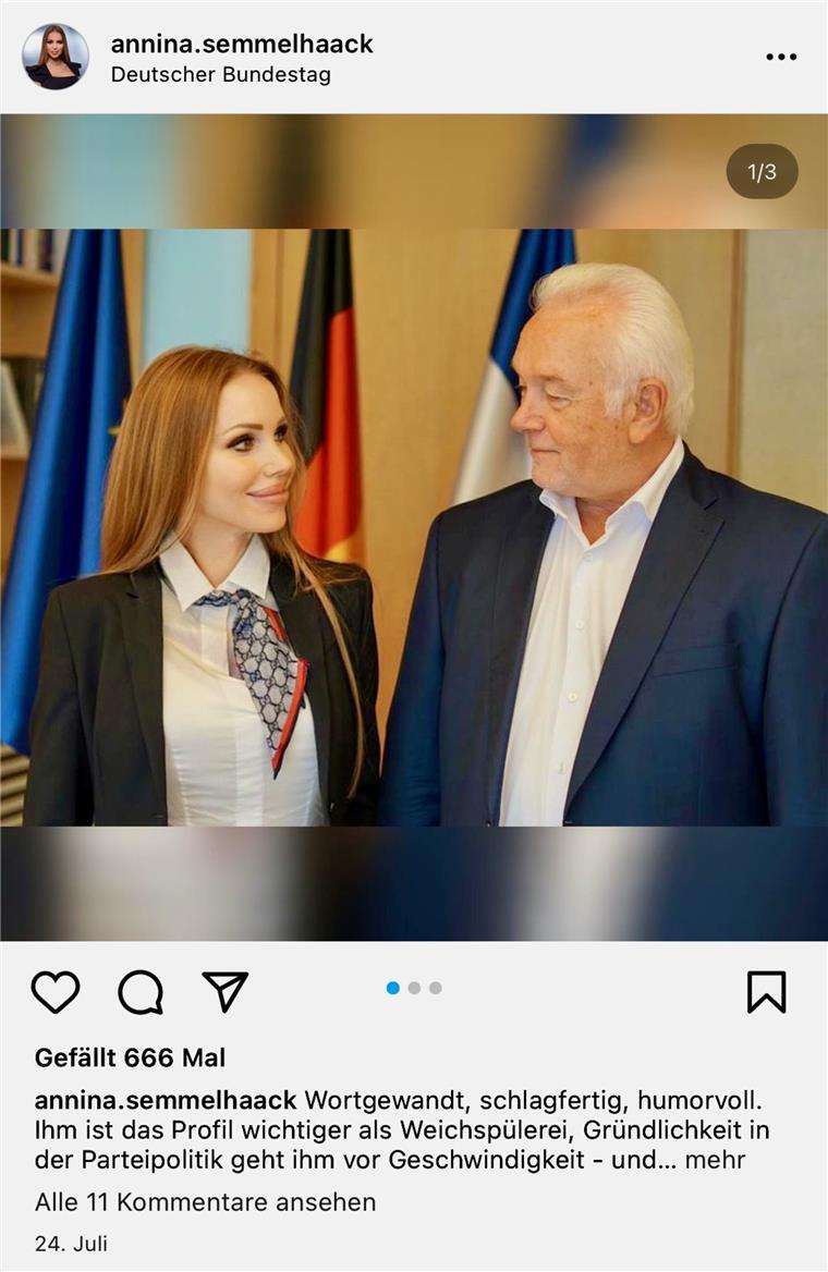 Annina Ucatis: Früher Porno, jetzt Politik Bundestagsvizepräsident Wolfgang Kubicki unterstützt die Kandidatur von Annina Semmelhaack.