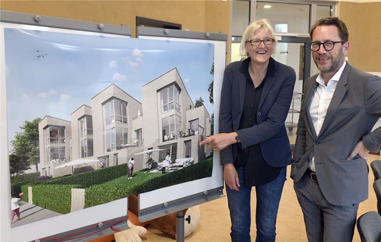Catharina-Viertel soll Neubürger für Bremerhaven begeistern Catharina- Viertel: Architektin Silke Grube und Investor Dr. Stefan Woltering präsentieren das Bauvorhaben.