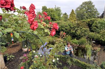 Das Archivbild zeigt Gisela Mindermann, Teilnehmerin an der Aktion „Offene Gartenpforte“, an ihrem Rosenbeet in der Fröbelstraße. 