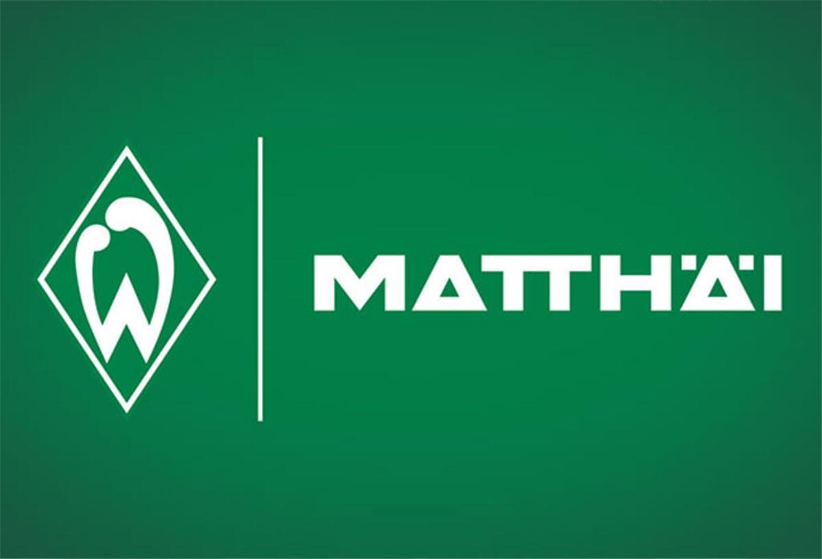 Logo Werder und Mathäi auf grünem Hintergrund