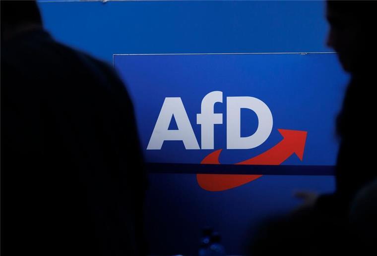 Verfassungsschutz stuft AfD als rechtsextremistisch ein Delegierte gehen vor dem Parteilogo bei dem AfD-Bundesparteitag in Magdeburg.
