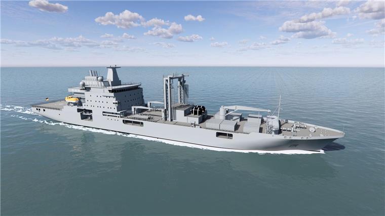 Zweiter Flottentanker in Rostock auf Kiel gelegt Das computergenerierte Bild zeigt einen Marinebetriebsstoffversorger (MBV) 707.