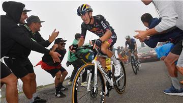 Das deutsche Rad-Talent Florian Lipowitz bei der diesjährigen Vuelta - die Auflage im kommenden Jahr startet in Turin. 