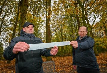 Das Gartenbauamt muss zwei Bäume im Speckenbütteler Park fällen. Einer davon ist dieser an der Hundewiese, wie Bernd Wintjen (links) und Kester Kirchwehm zeigen.